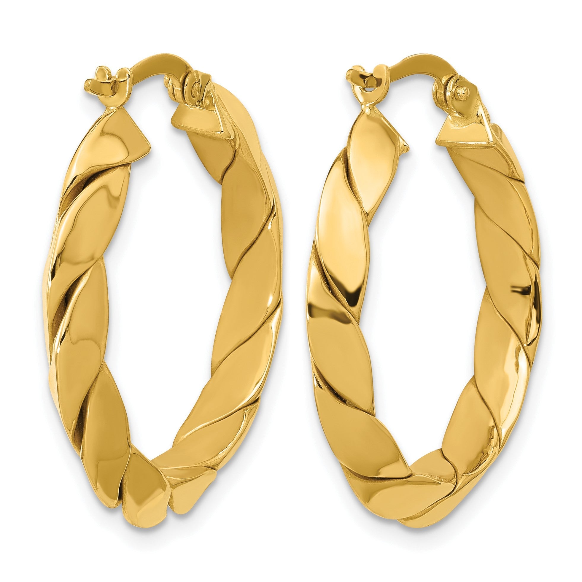 14K Gelbgold Poliert und Gerillt Fantasie Creolen