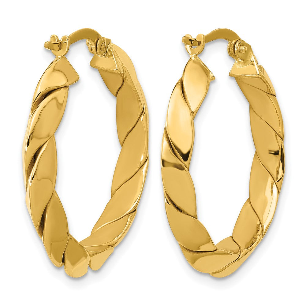 14K Gelbgold Poliert und Gerillt Fantasie Creolen