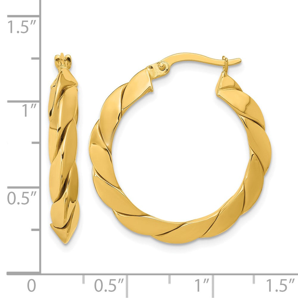 14K Gelbgold Poliert und Gerillt Fantasie Creolen