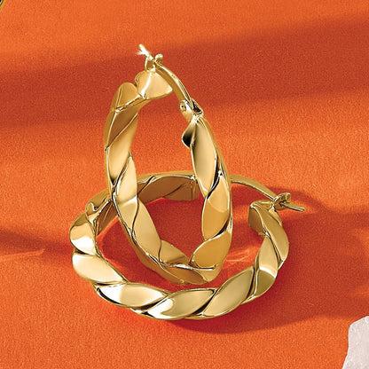 14K Gelbgold Poliert und Gerillt Fantasie Creolen