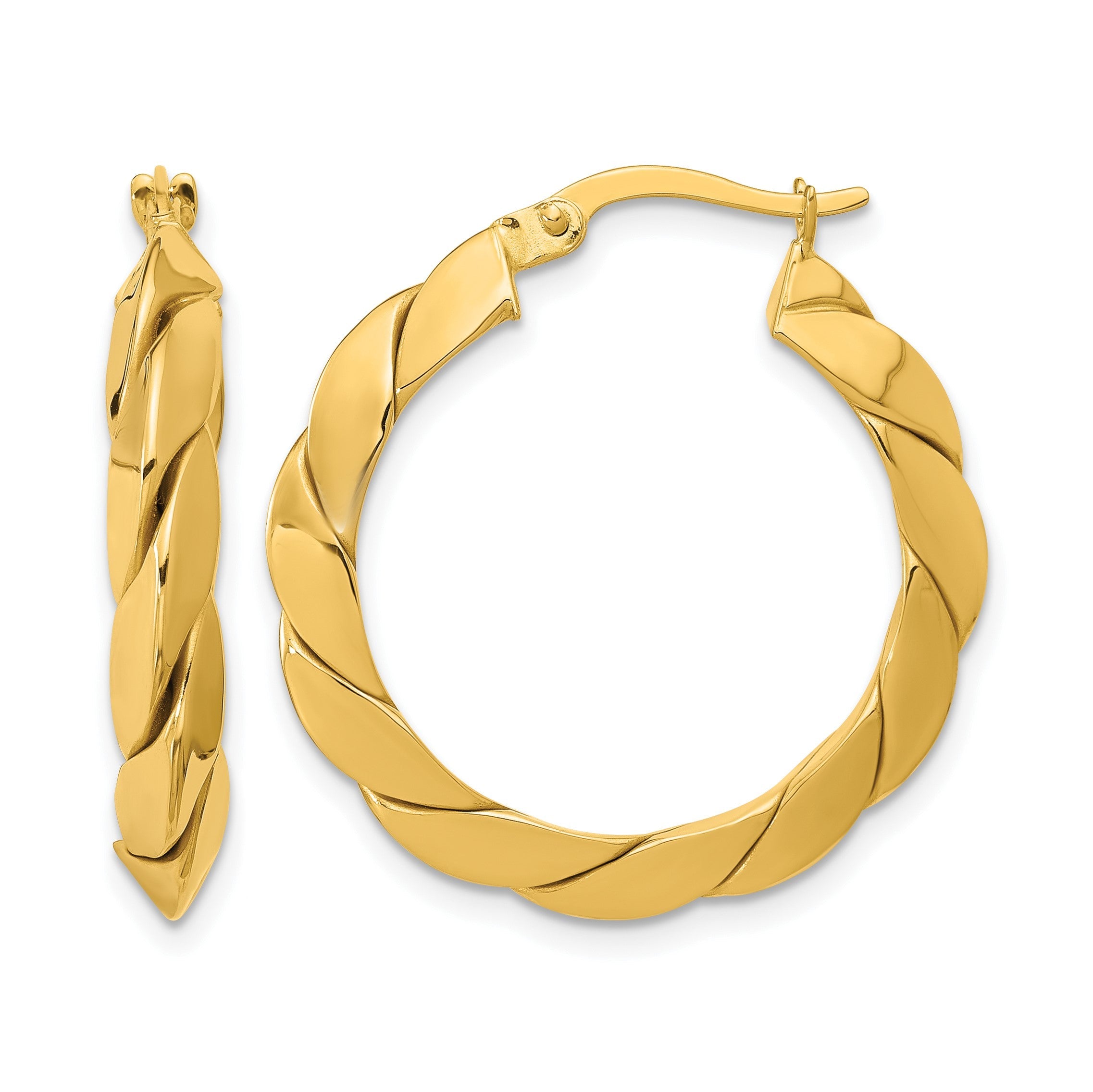 14K Gelbgold Poliert und Gerillt Fantasie Creolen