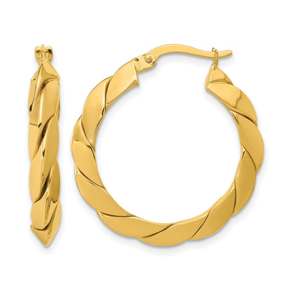 14K Gelbgold Poliert und Gerillt Fantasie Creolen
