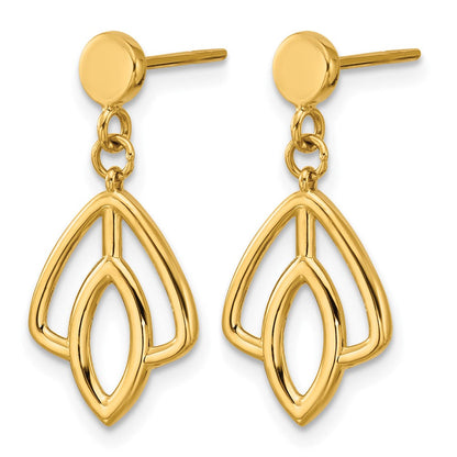 14K Gelbgold Poliert Blumen Hängend Ohrstecker