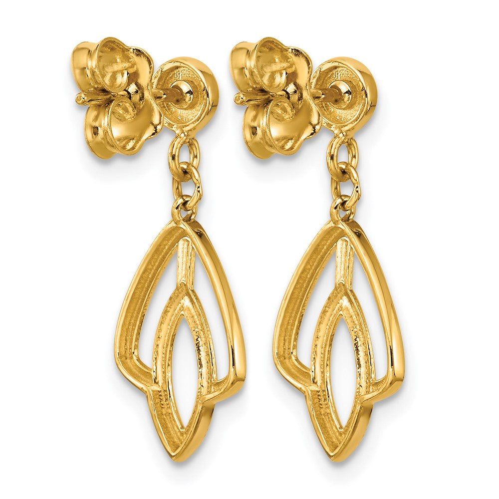 14K Gelbgold Poliert Blumen Hängend Ohrstecker