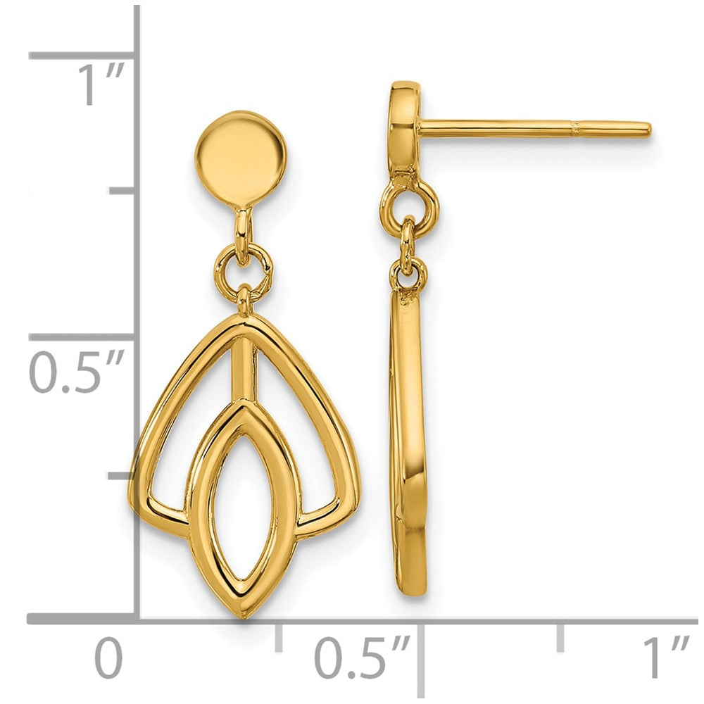 14K Gelbgold Poliert Blumen Hängend Ohrstecker