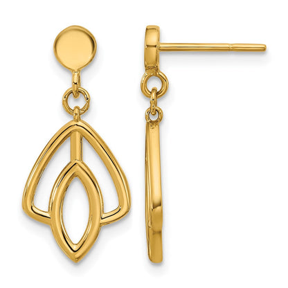 14K Gelbgold Poliert Blumen Hängend Ohrstecker