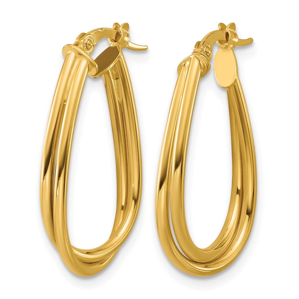 14K Gelbgold Poliert Gedreht Creolen