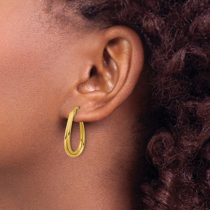 14K Gelbgold Poliert Gedreht Creolen