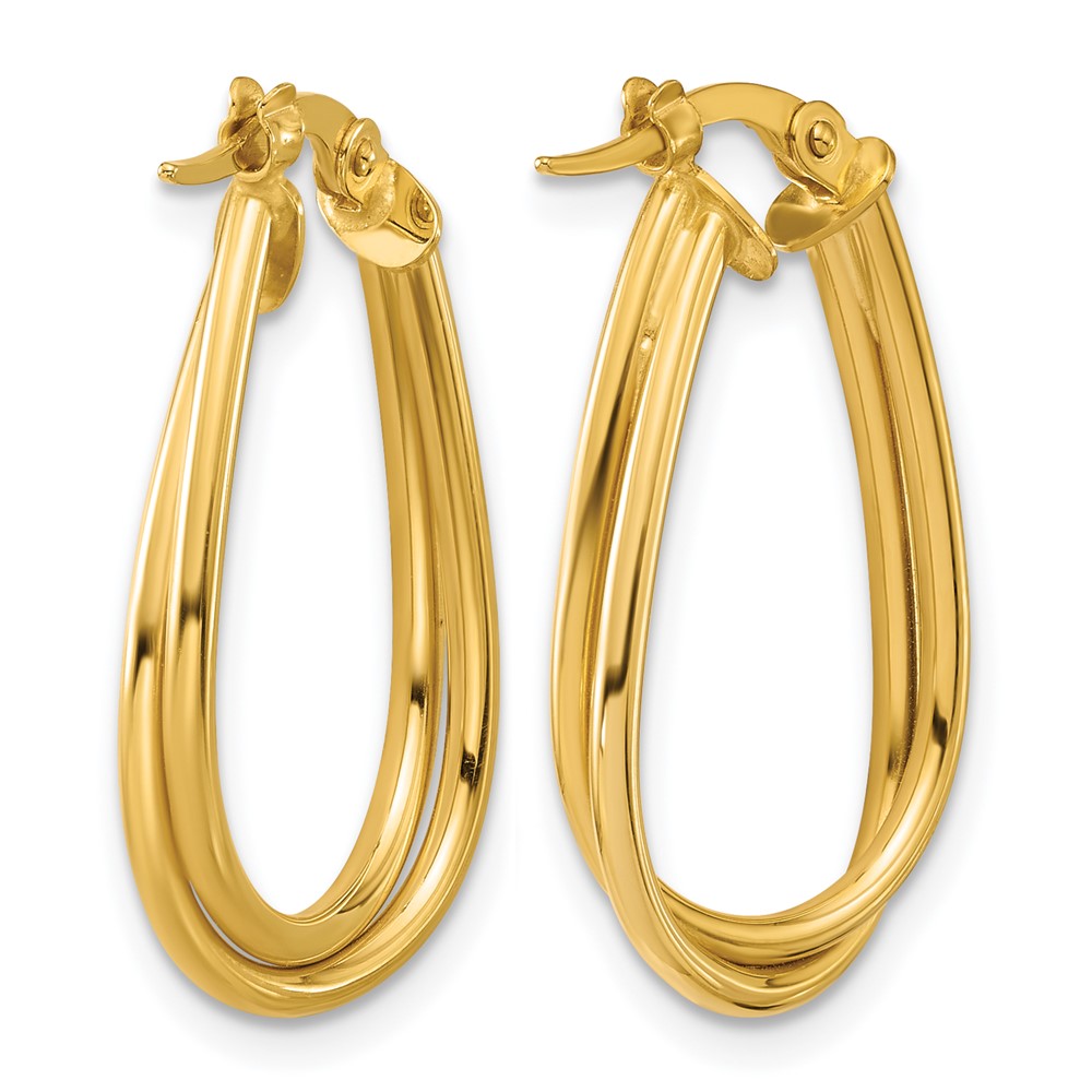 14K Gelbgold Poliert Gedreht Creolen