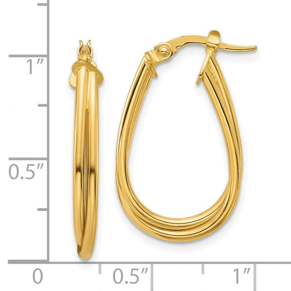 14K Gelbgold Poliert Gedreht Creolen