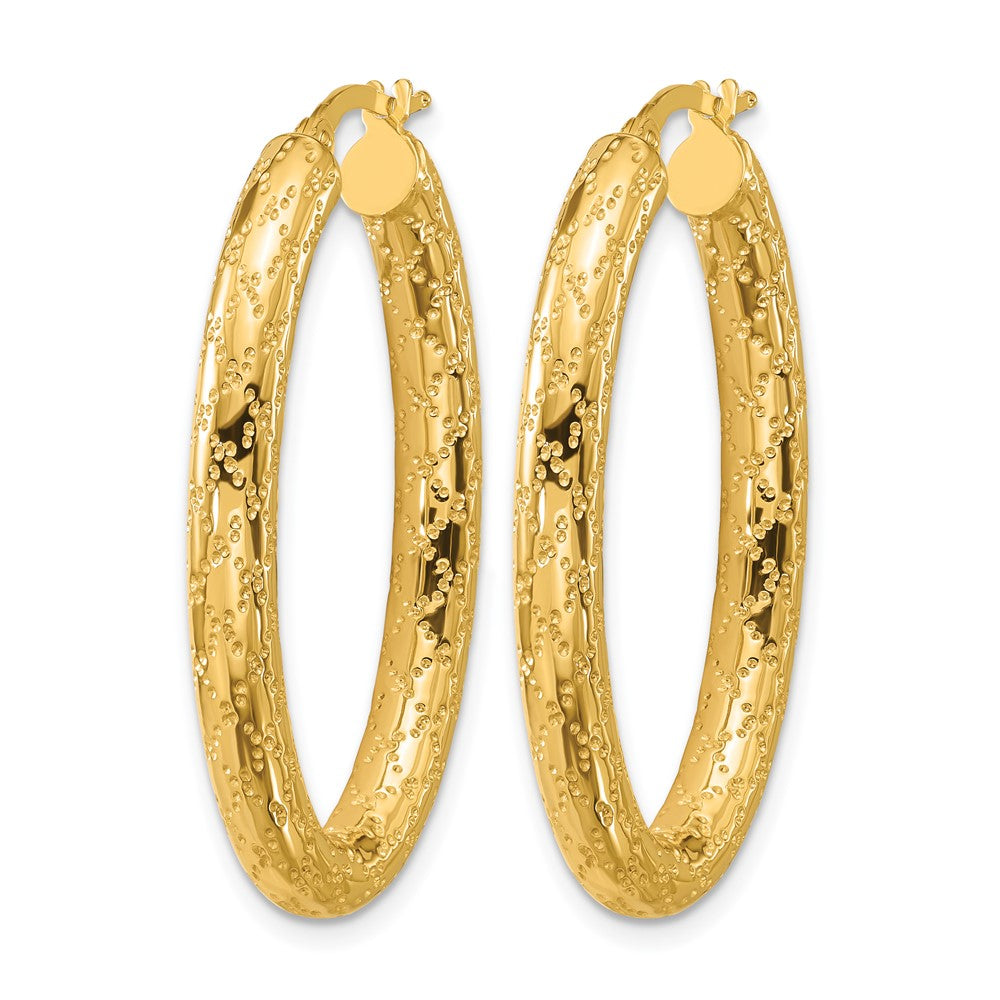 14K Gelbgold Poliert Gemustert Oval Creolen