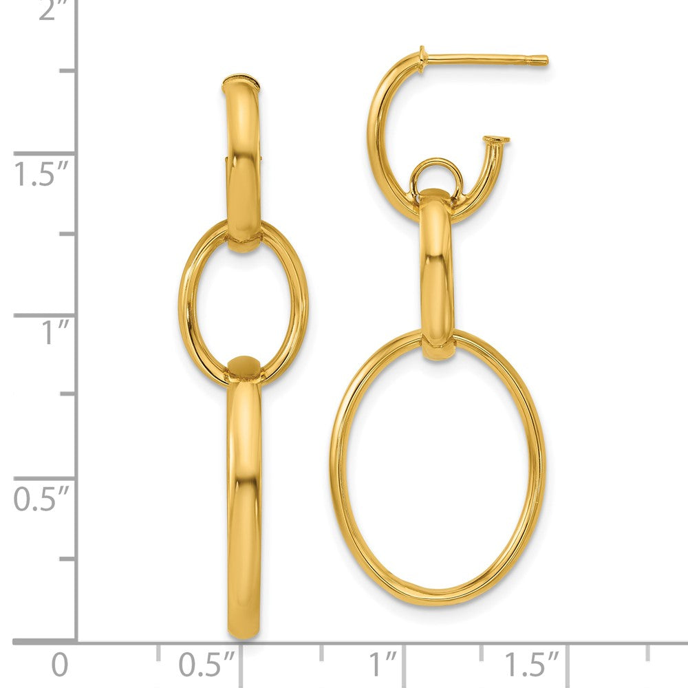 14K Gelbgold Poliert Oval Glieder Ohrstecker