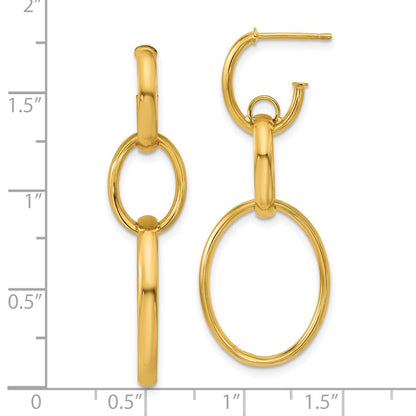 14K Gelbgold Poliert Oval Glieder Ohrstecker