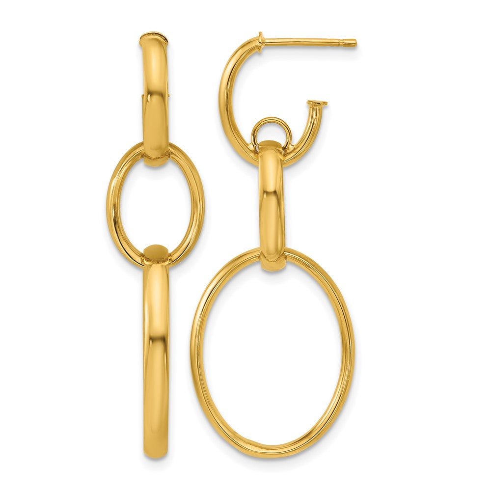 14K Gelbgold Poliert Oval Glieder Ohrstecker