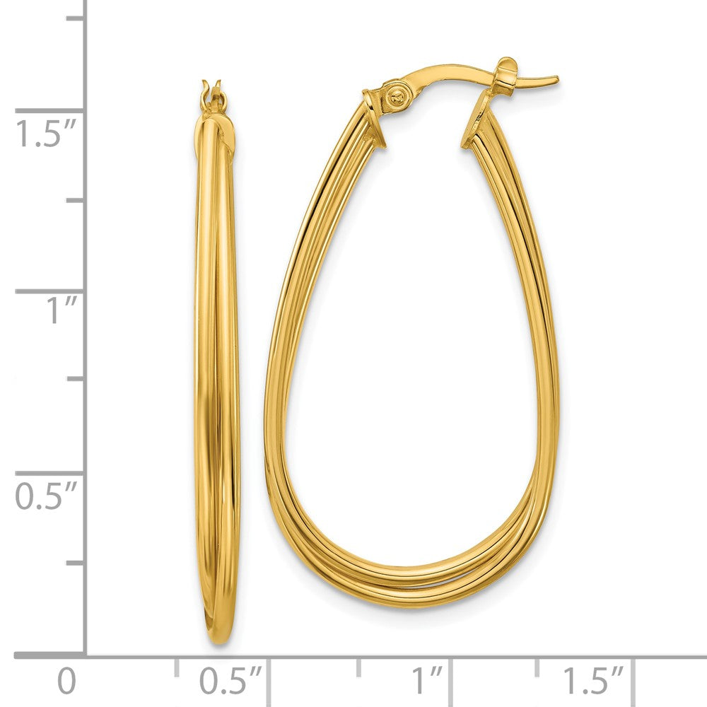 14K Gelbgold Poliert Gedreht Creolen