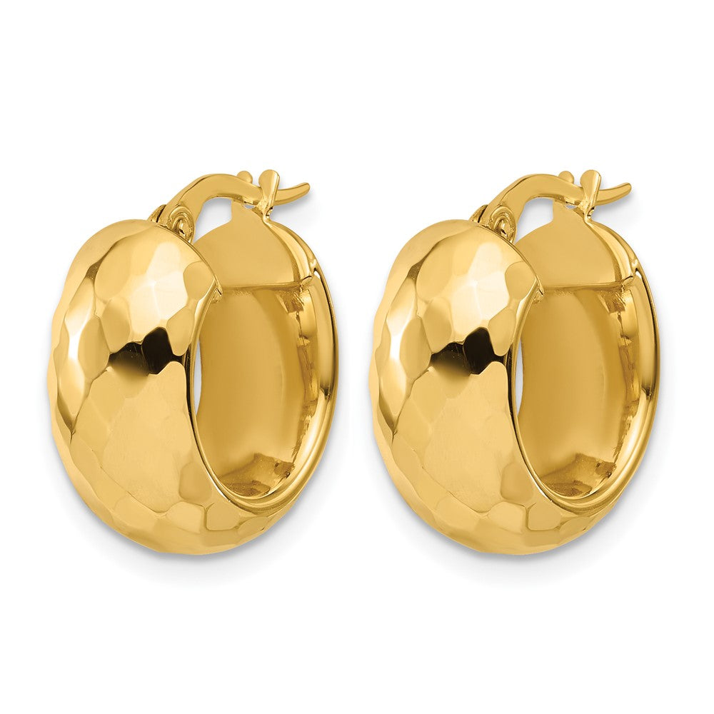 14K Gelbgold Poliert und Diamantiert Creolen