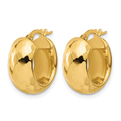 14K Gelbgold Poliert und Diamantiert Creolen