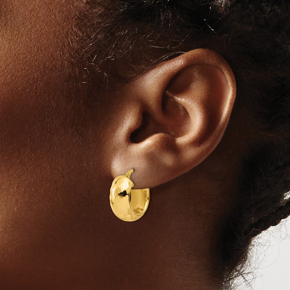 14K Gelbgold Poliert und Diamantiert Creolen