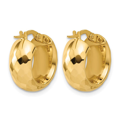 14K Gelbgold Poliert und Diamantiert Creolen