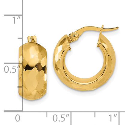 14K Gelbgold Poliert und Diamantiert Creolen