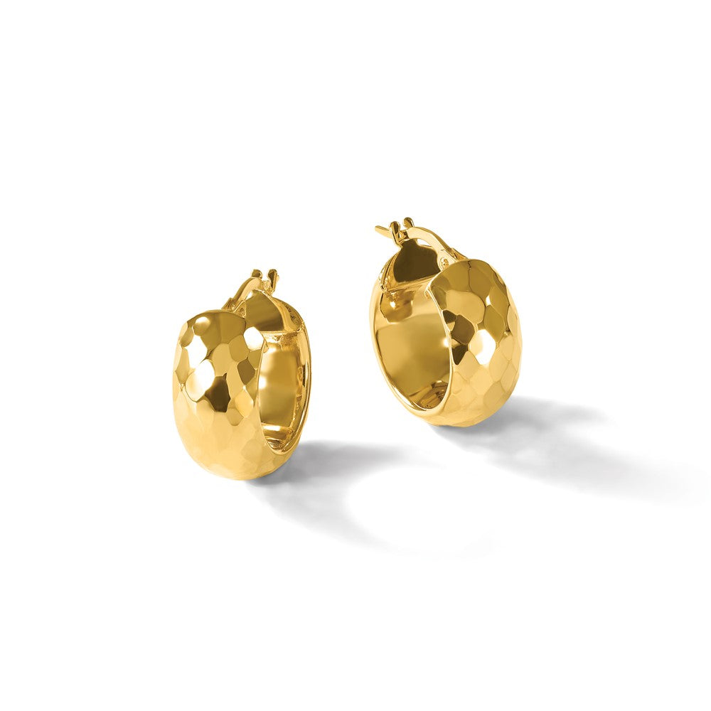 14K Gelbgold Poliert und Diamantiert Creolen