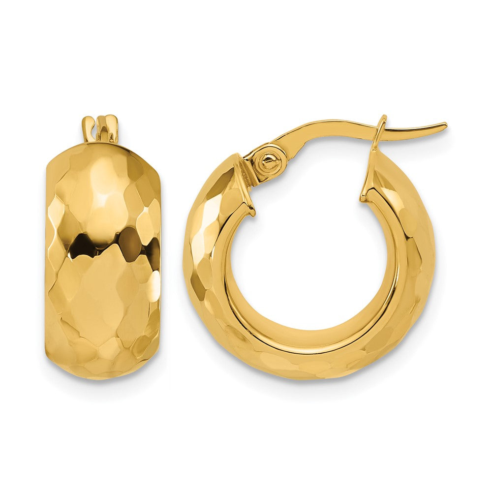 14K Gelbgold Poliert und Diamantiert Creolen