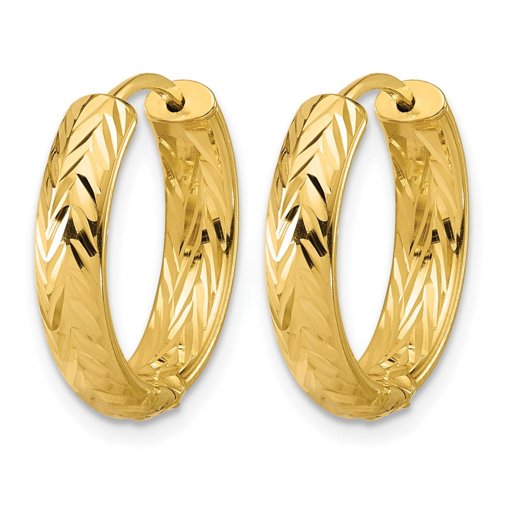 14K Gelbgold Leslie' Poliert und Diamant Schliff Klappbar Creolen