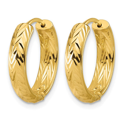 14K Gelbgold Leslie' Poliert und Diamant Schliff Klappbar Creolen