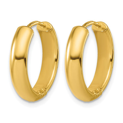14K Gelbgold Leslie' Poliert und Diamant Schliff Klappbar Creolen
