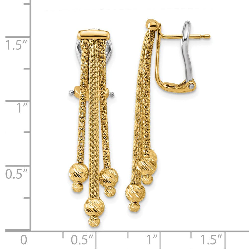 14K Gelbgold Poliert/texture/dia Schliff Fantasie Hängend Omega Ohrringe