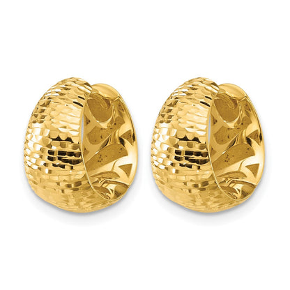 14K Gelbgold Poliert und Diamantiert Huggie Creolen