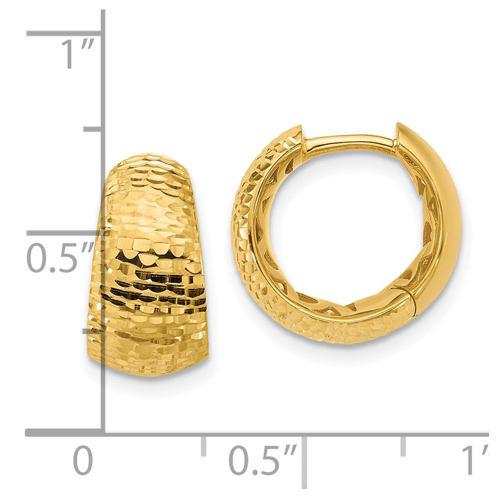 14K Gelbgold Poliert und Diamantiert Huggie Creolen