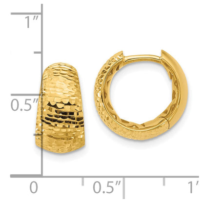 14K Gelbgold Poliert und Diamantiert Huggie Creolen