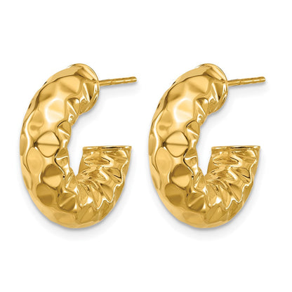 14K Gelbgold Poliert und Gehämmert J Creole Ohrstecker