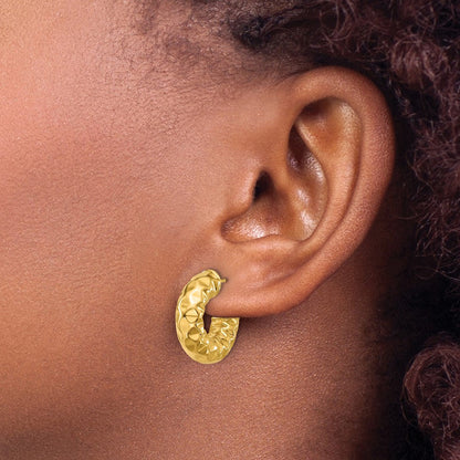 14K Gelbgold Poliert und Gehämmert J Creole Ohrstecker