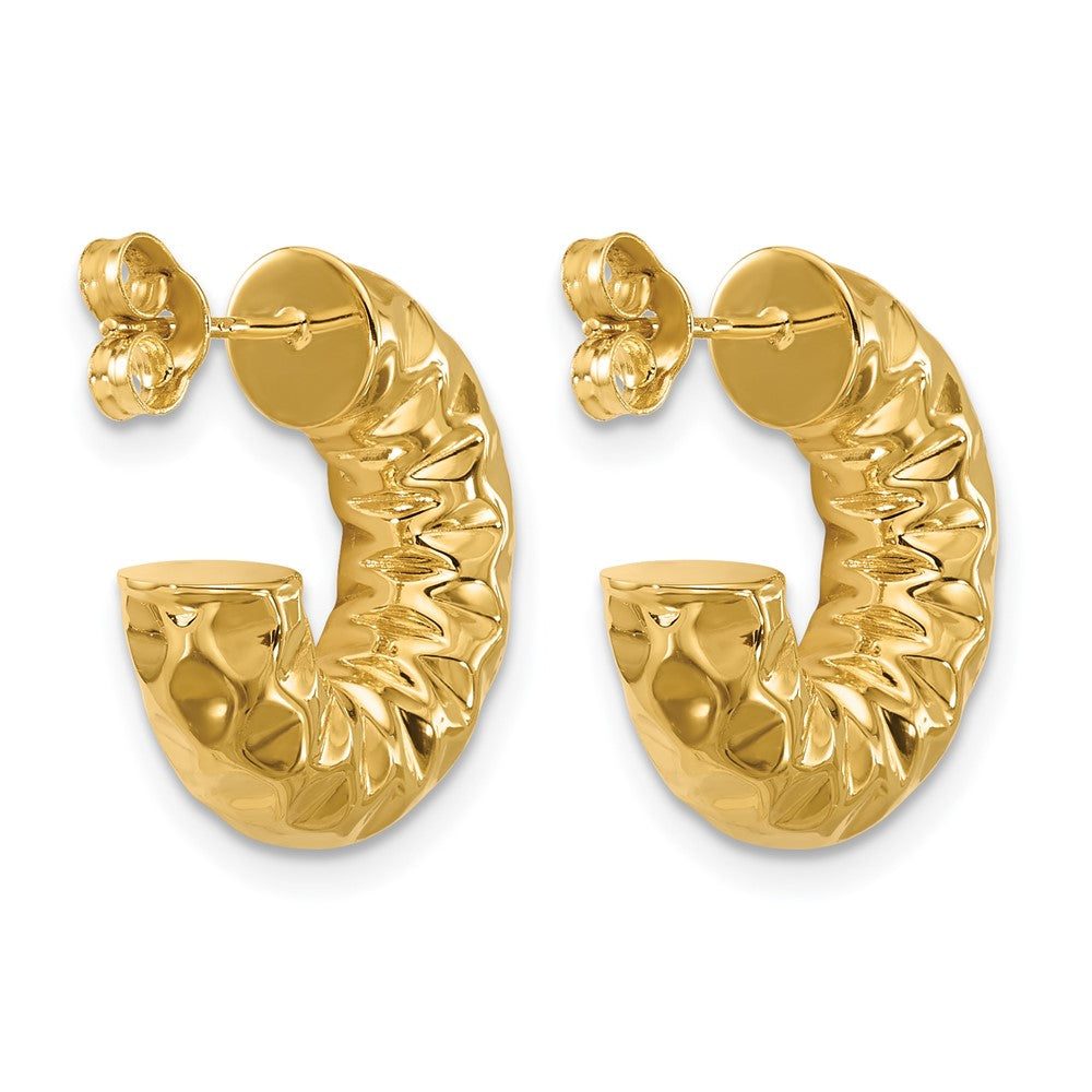 14K Gelbgold Poliert und Gehämmert J Creole Ohrstecker