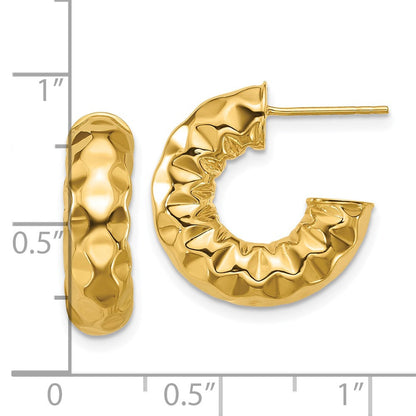 14K Gelbgold Poliert und Gehämmert J Creole Ohrstecker