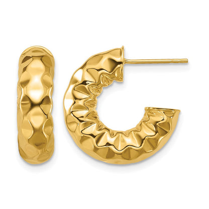 14K Gelbgold Poliert und Gehämmert J Creole Ohrstecker