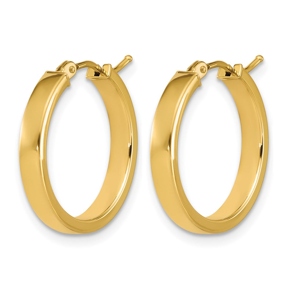 14K Gelbgold Poliert Quadratisch Röhre Rund Creolen