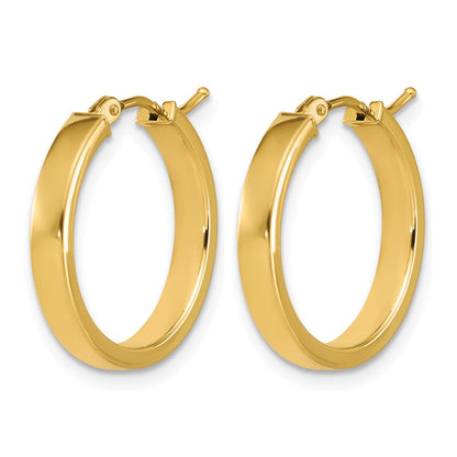 14K Gelbgold Poliert Quadratisch Röhre Rund Creolen