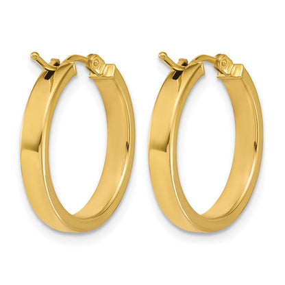 14K Gelbgold Poliert Quadratisch Röhre Rund Creolen
