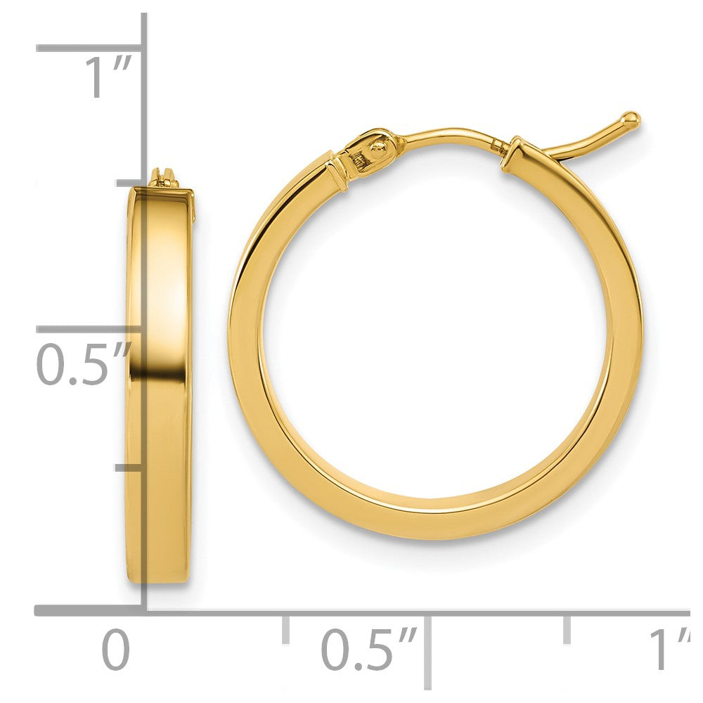 14K Gelbgold Poliert Quadratisch Röhre Rund Creolen