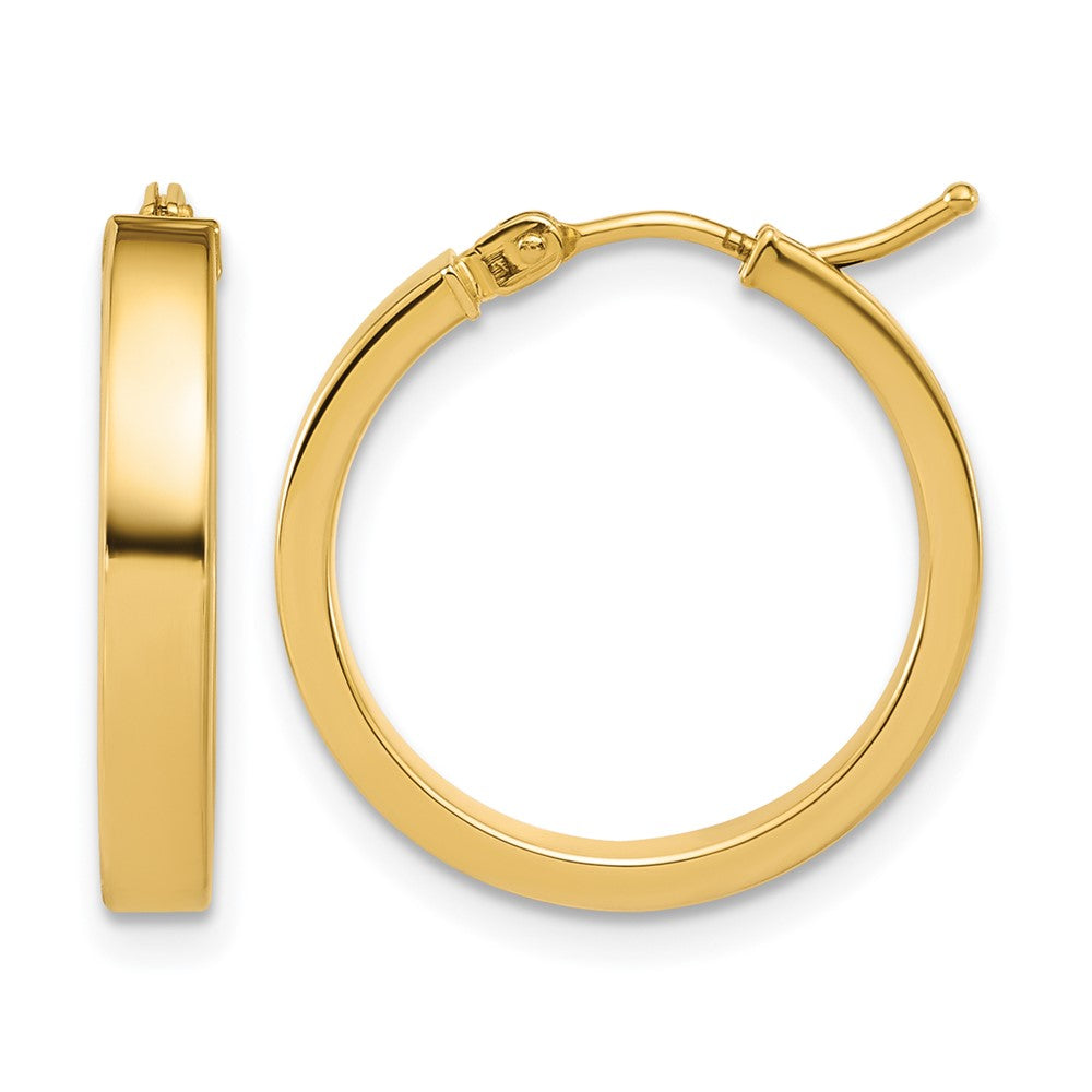 14K Gelbgold Poliert Quadratisch Röhre Rund Creolen