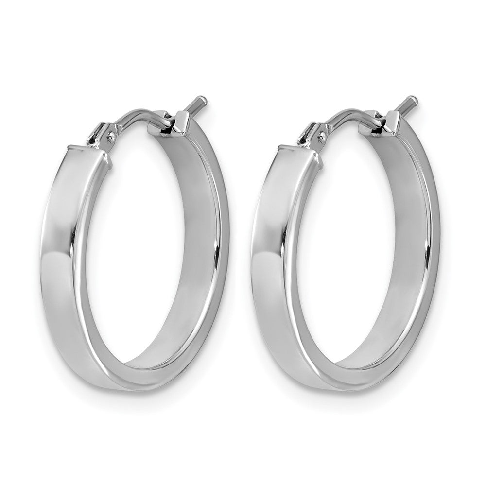 14K Weißgold Quadratisch Röhre Rund Creolen