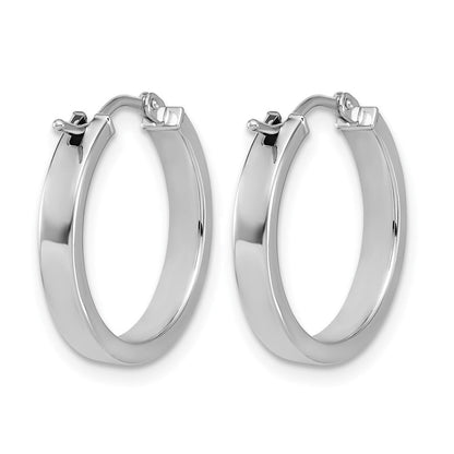 14K Weißgold Quadratisch Röhre Rund Creolen
