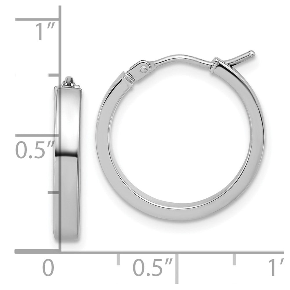 14K Weißgold Quadratisch Röhre Rund Creolen