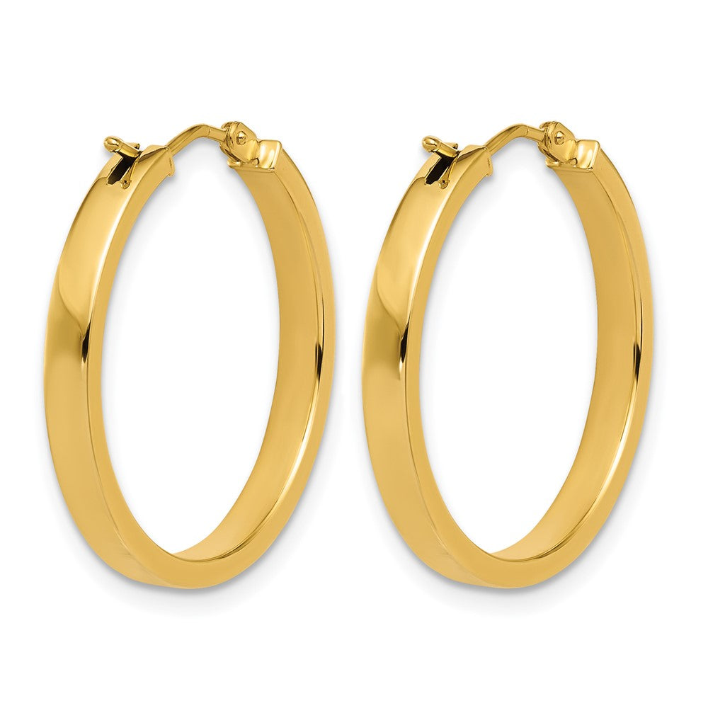 14K Gelbgold Poliert Quadratisch Röhre Rund Creolen