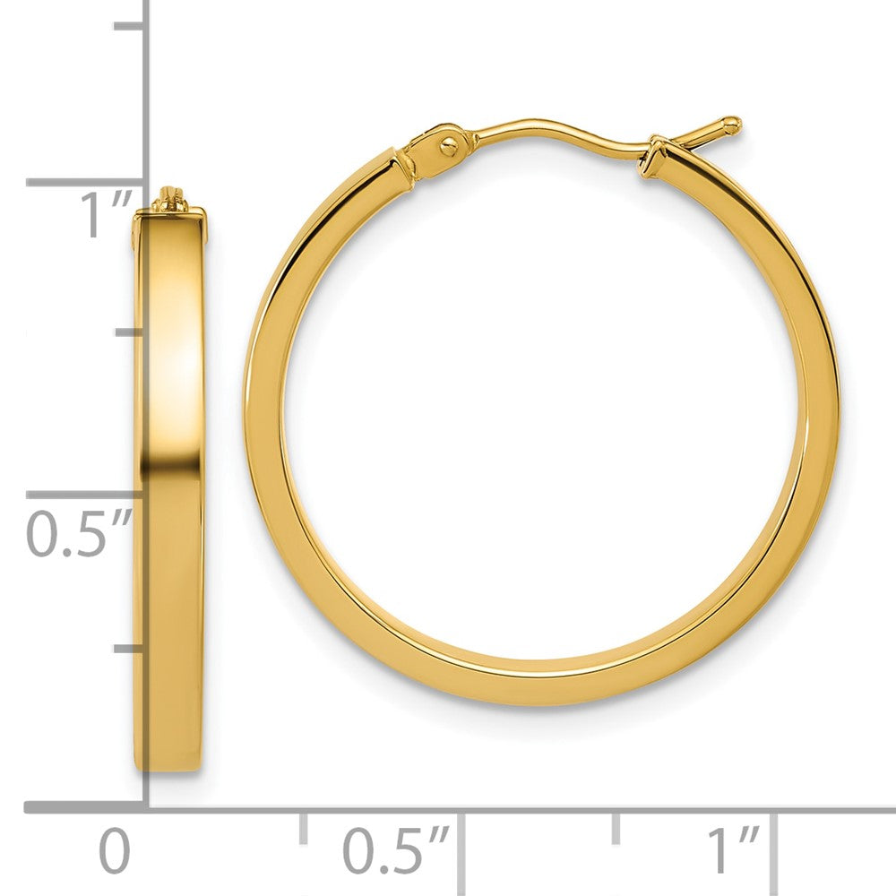14K Gelbgold Poliert Quadratisch Röhre Rund Creolen