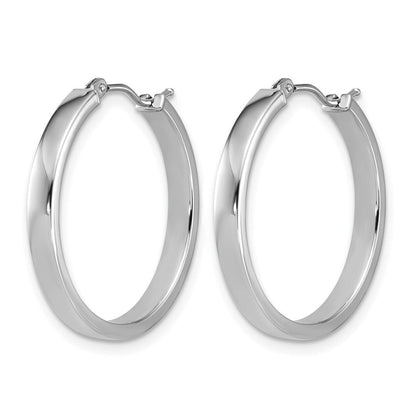 14K Weißgold Quadratisch Röhre Rund Creolen
