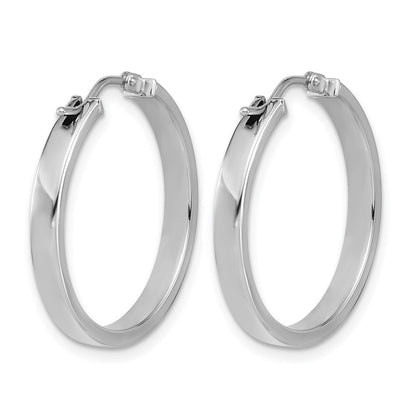 14K Weißgold Quadratisch Röhre Rund Creolen